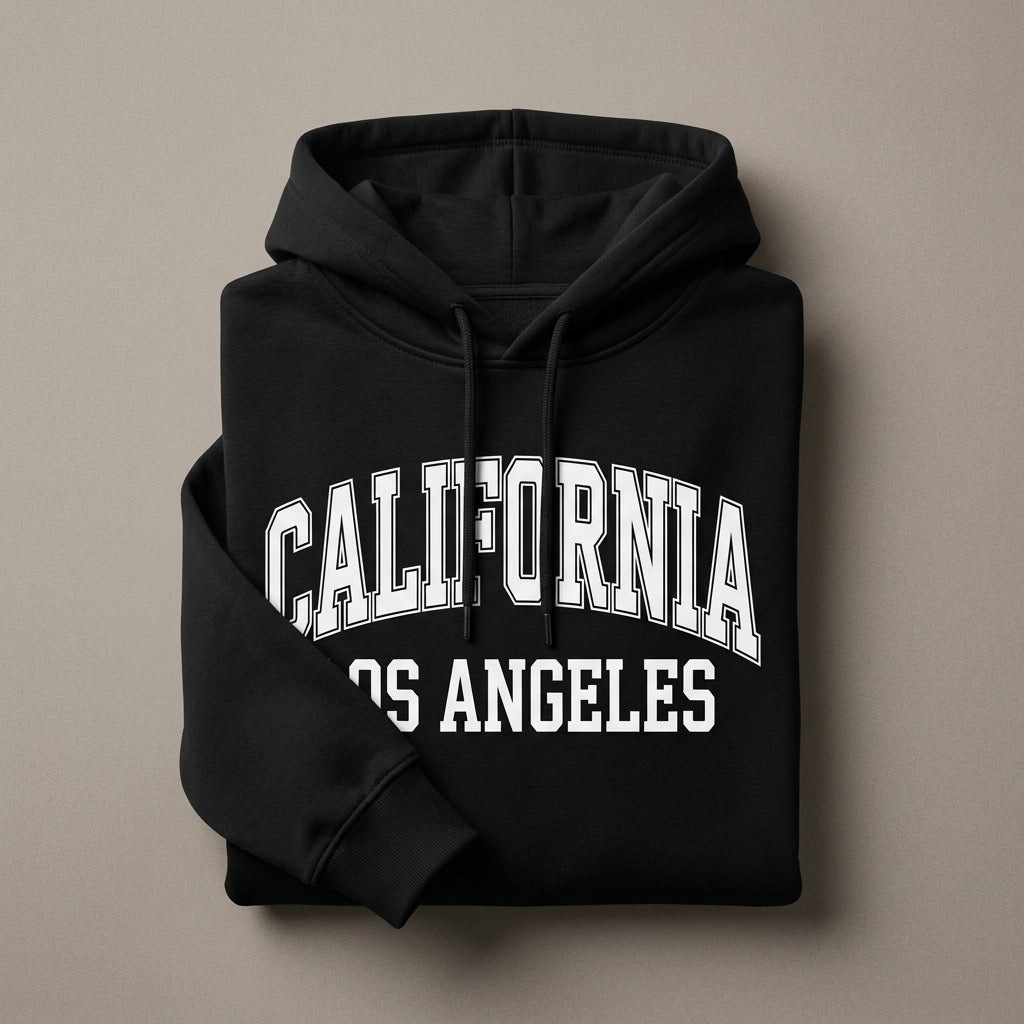 California Varsity Arch hoodie flat lay
