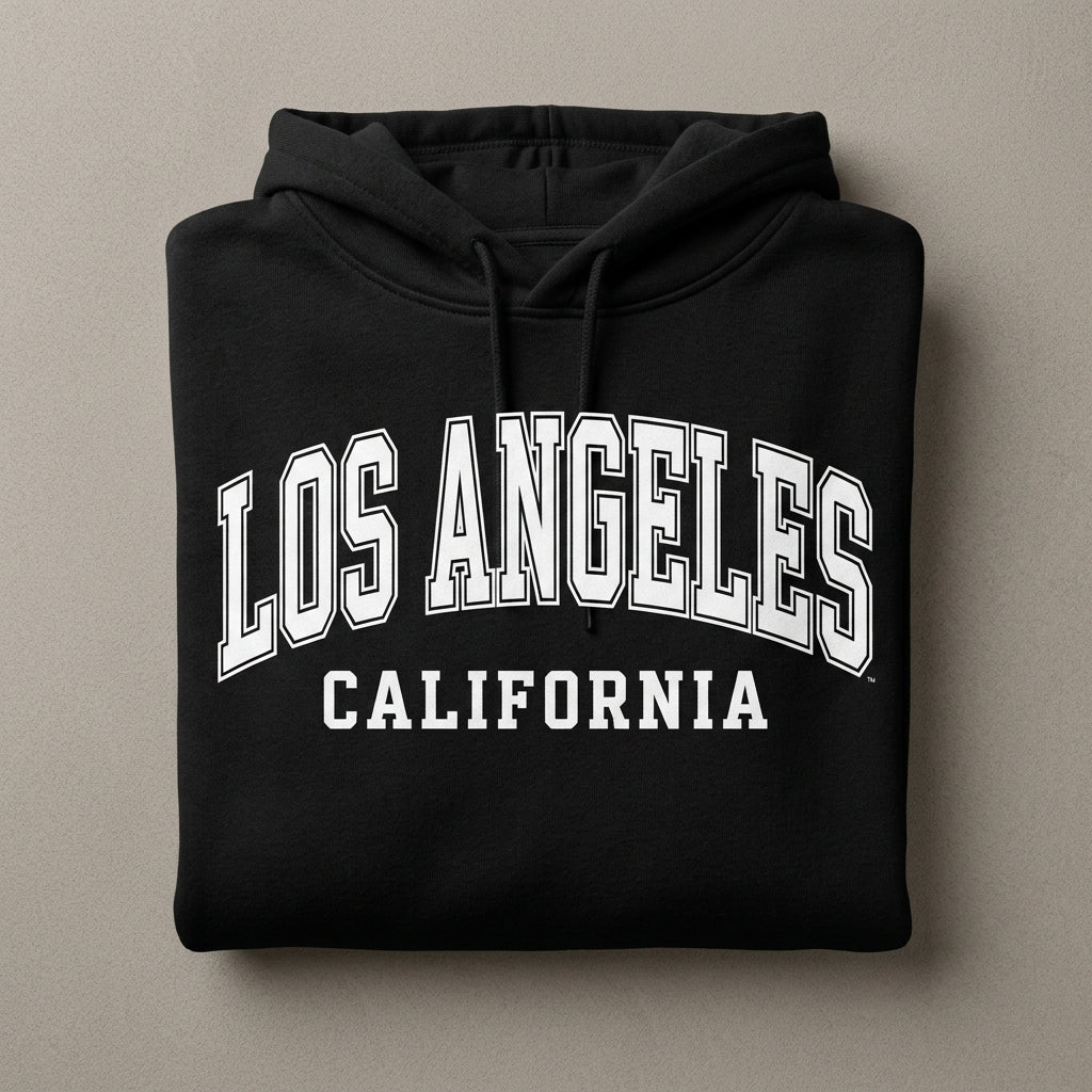 LA Varsity Arch hoodie flat lay