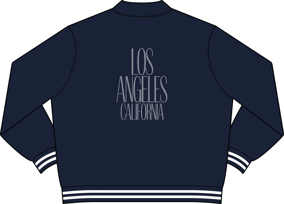 Los Angeles California Minimal Varsity Jacket - Navy Back