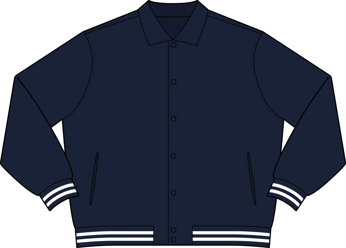 Los Angeles California Minimal Varsity Jacket - Navy Front