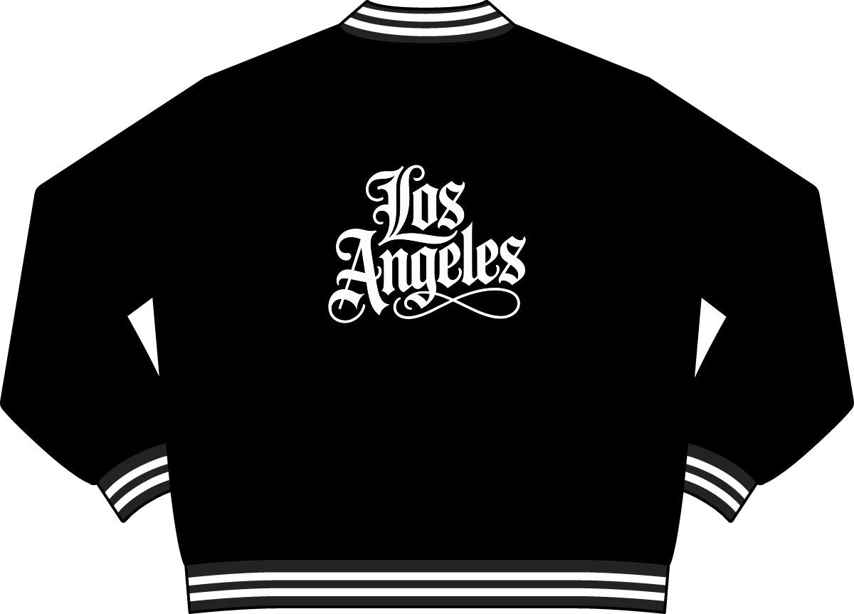 Los Angeles Old English Gothic Bomber Jacket - Back
