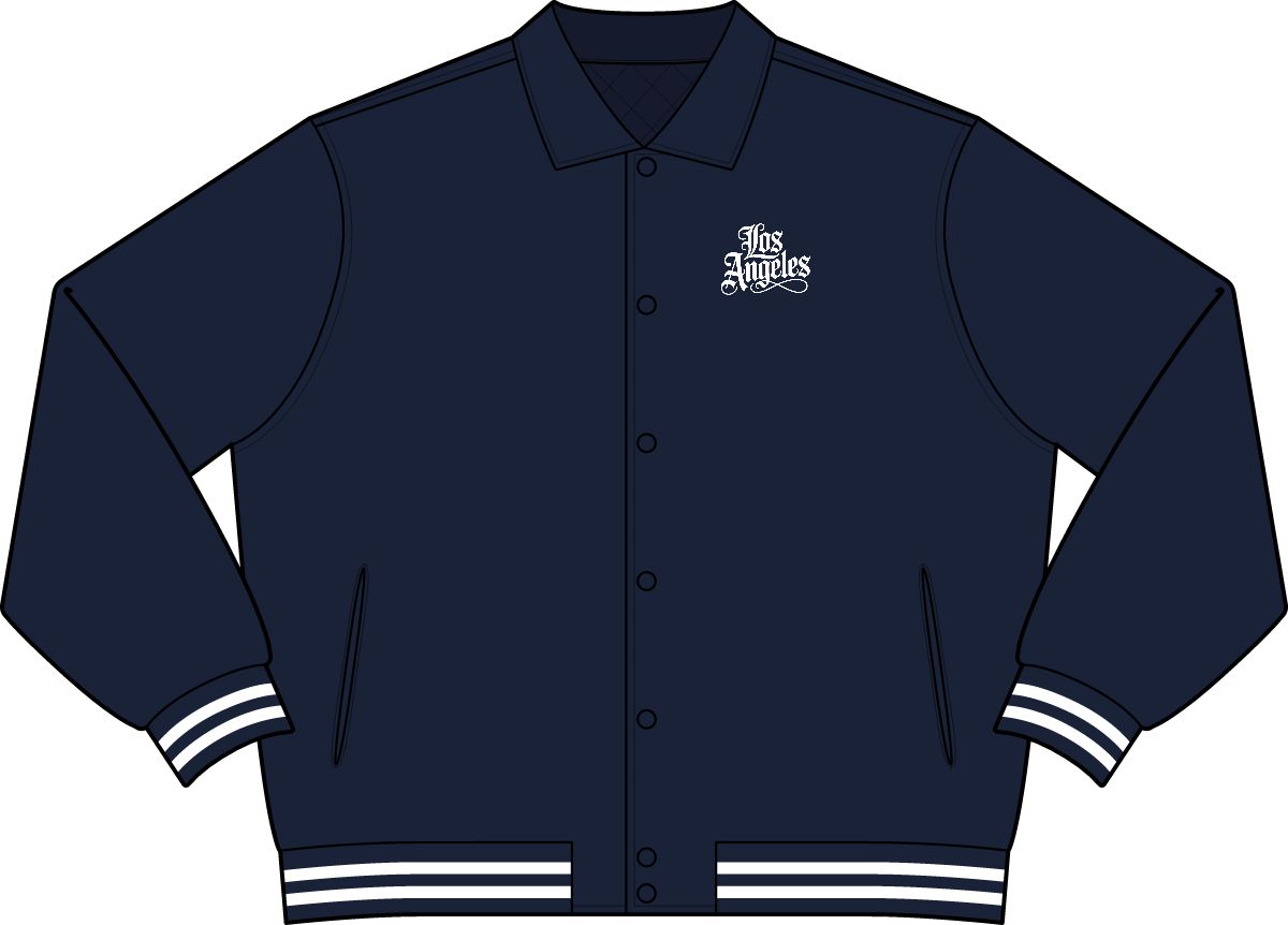Los Angeles Old English Gothic Varsity Jacket - Navy Chest